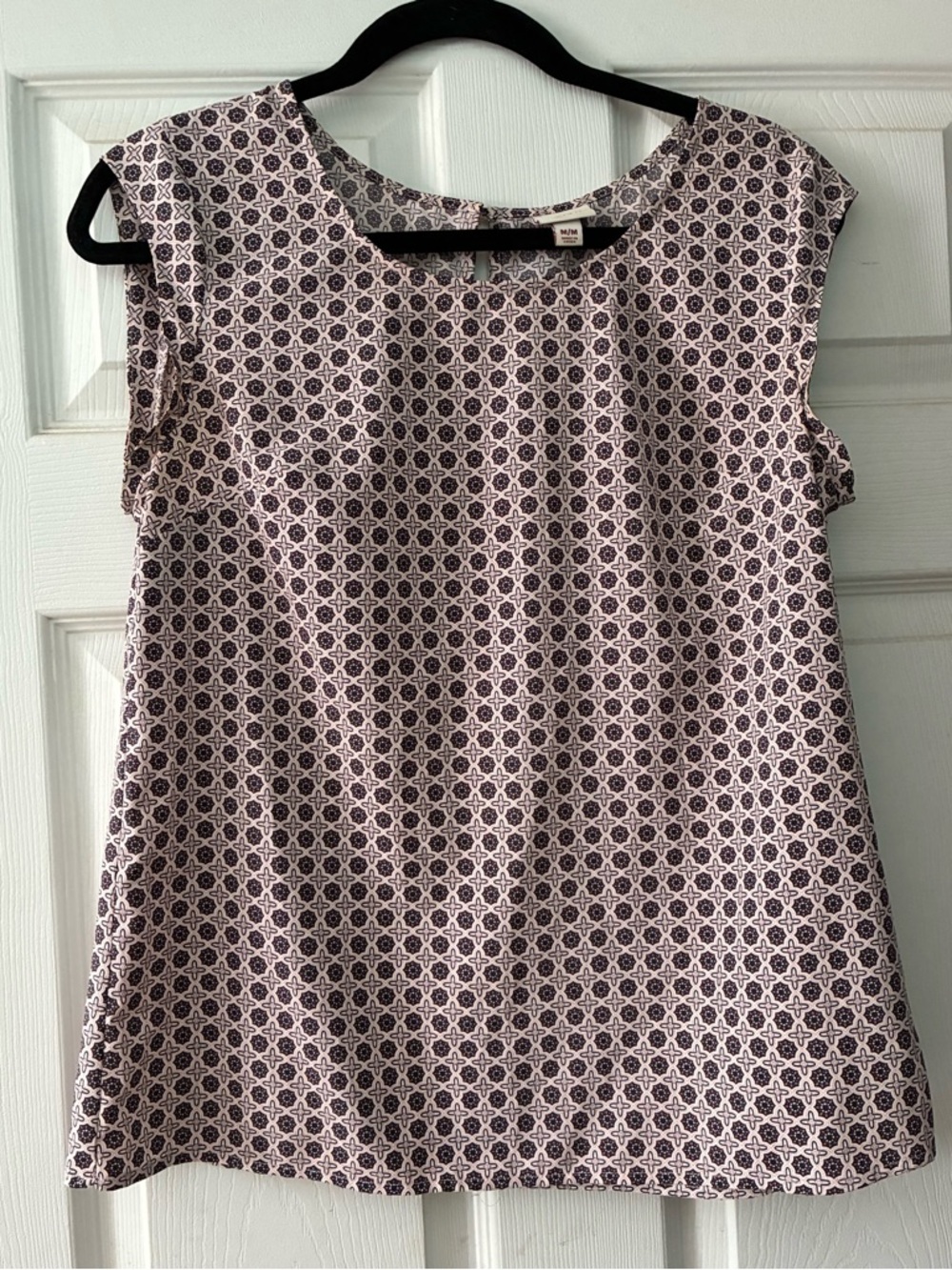 Merona Women's Blouse Cap Shoulder Sleeveless Lightweight Pink Printed